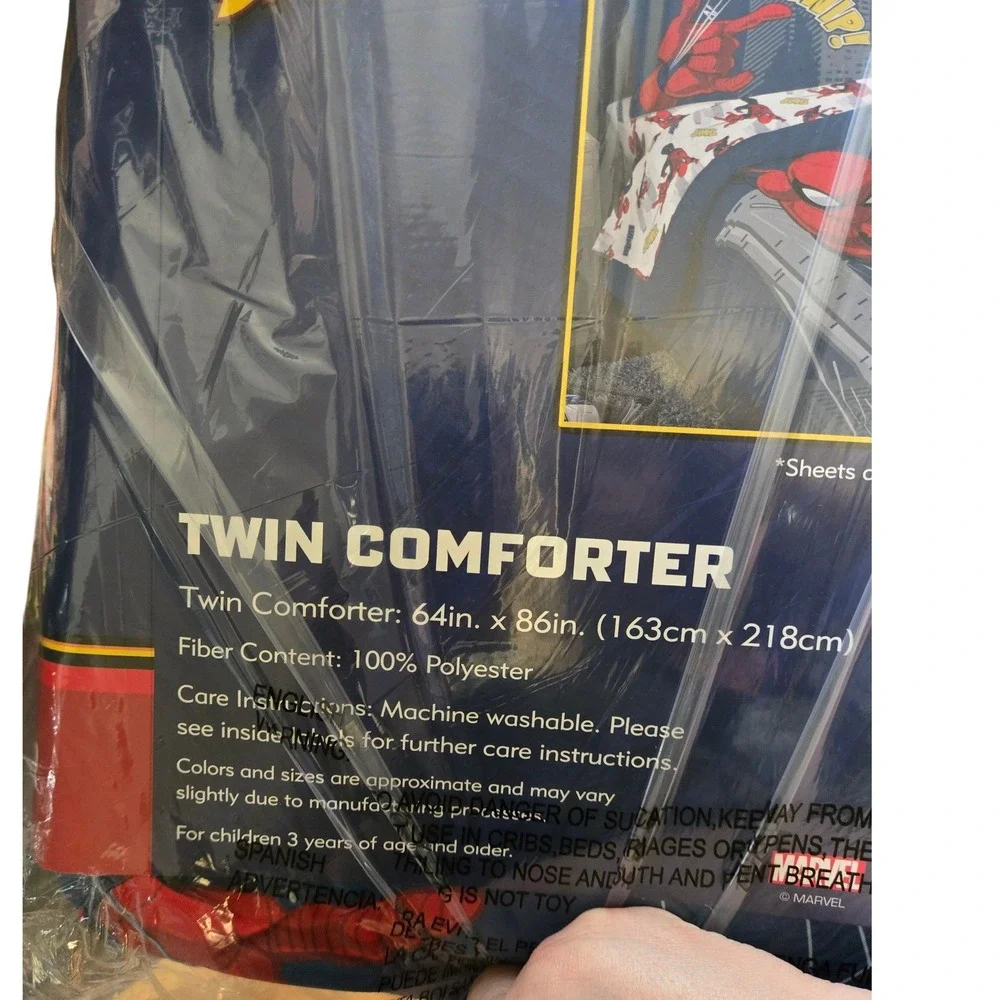 Marvel Spider-Man Twin Comforter Super Soft Blue Red Kids Bedding 64x86